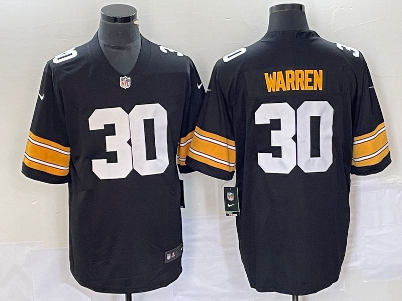 Men Pittsburgh Steelers #30 Warren Black 2023 Nike Vapor Limited NFL Jersey